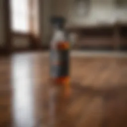 Vinegar solution in a spray bottle prepared for cleaning hardwood floors